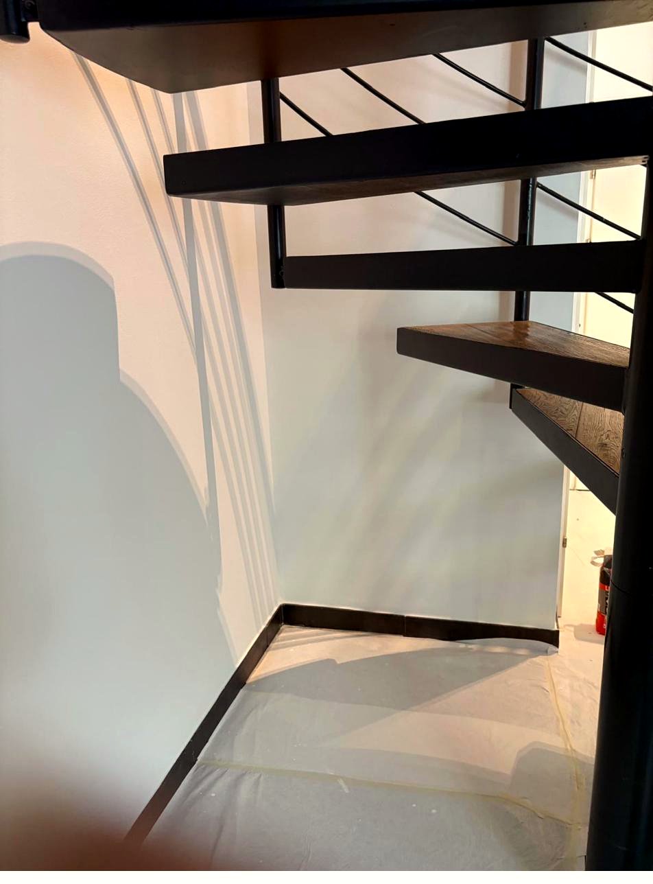Staircase being repainted with full floor protection, Geneva
